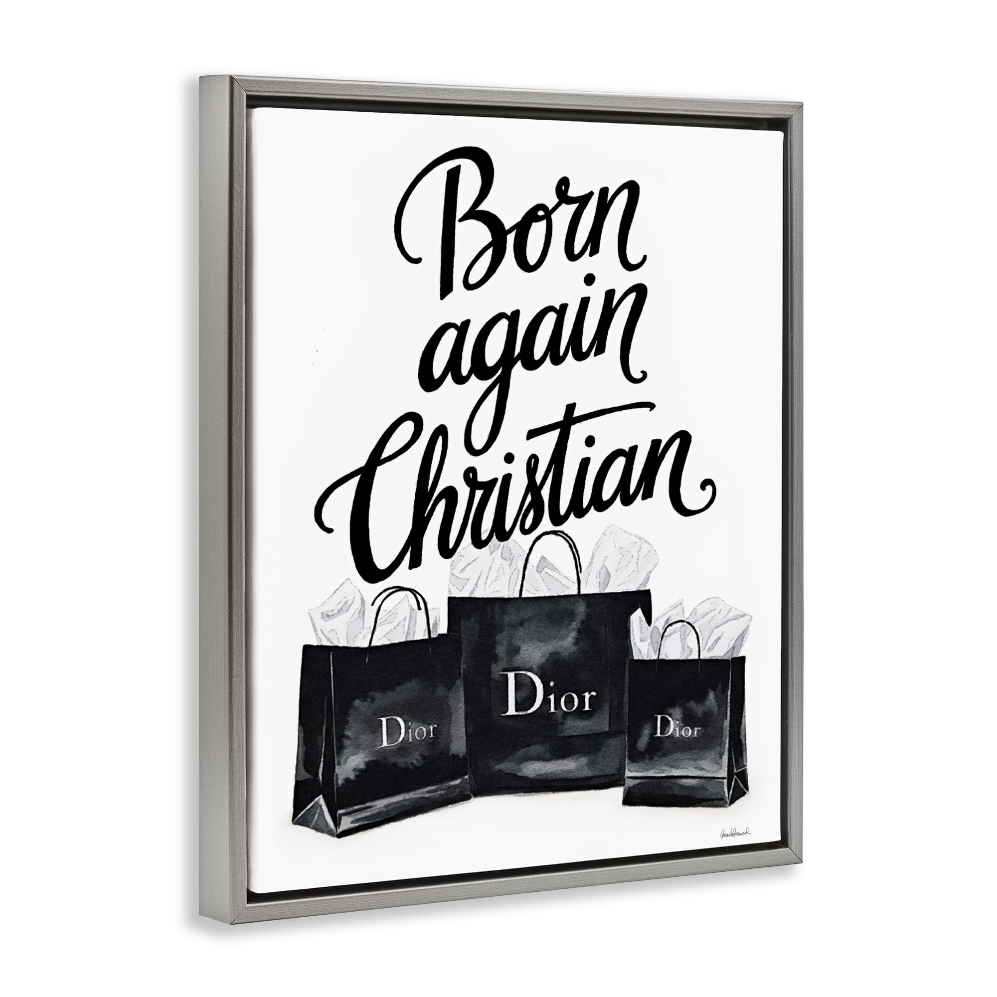 Shopping Born Again Christian Gray Framed Floater Canvas Wall Art, design by Amanda Greenwood