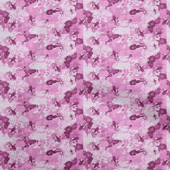 oneOone Cotton Poplin Twill Fuschia Pink Fabric Asian Japanese Koi Fish Sewing Craft Projects Fabric Prints By Yard 56 Inch Wide