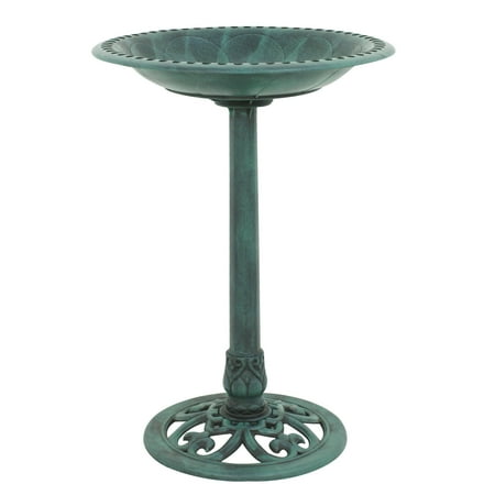 Zeny Antique Green Pedestal Freestanding Bird Bath Feeder Outdoor Garden Yard Decor