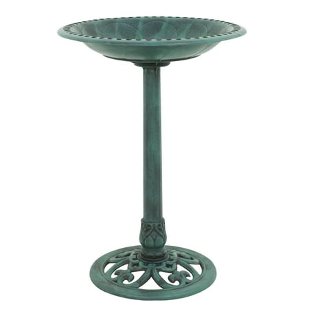 Zeny Antique Green Pedestal Freestanding Bird Bath Feeder Outdoor Garden Yard (Best Freestanding Baths Uk)