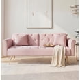 thumbnail image 5 of Leumius 70" Loveseat Sofa,Convertible Futon Sofa Bed Velvet Sleeper Sofa Bed with Throw Pillow & Gold Metal Legs,2-Seat Loveseat for Living Room,Bedroom,Office,Pink, 5 of 8