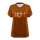 thumbnail image 4 of Puntoco Camiseta básica de verano de color liso con mangas cortas y cuello en V grande con diseño de calabaza de Acción de Gracias para mujer, 4 of 4