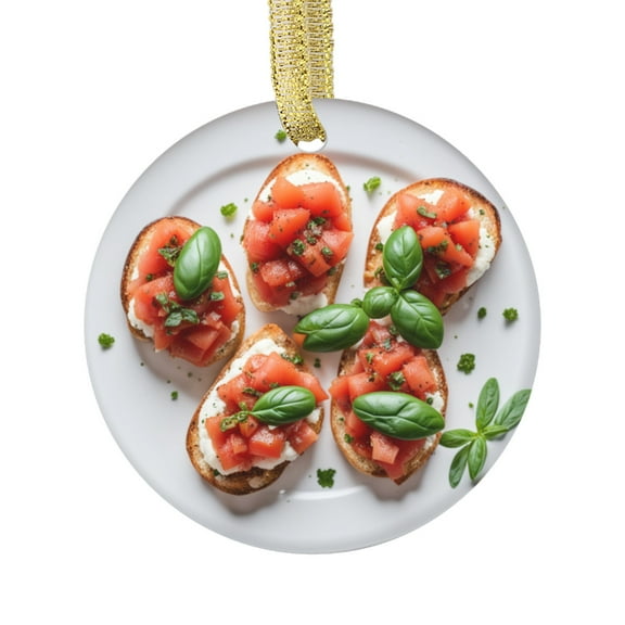 Italian Bruschetta Food Lovers Foodie Novelty Holiday Christmas Ornament Xmas Tree Gift (Flat Design Printed on Ceramic, NOT 3D)