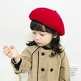thumbnail image 2 of Autumn Winter Fashion Children's Warm Beret Girls All-match Solid Color Painter Hat, 2 of 4