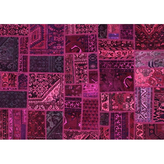 Ahgly Company Indoor Rectangle Oriental Pink Modern Area Rugs, 6' x 9'