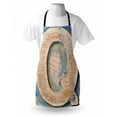 thumbnail image 3 of Letter Q Apron Worn Look Soft Colored Writing Natural Vintage Background Design Uppercase, Unisex Kitchen Bib Apron with Adjustable Neck for Cooking Baking Gardening, Pale Brown Blue, by Ambesonne, 3 of 3