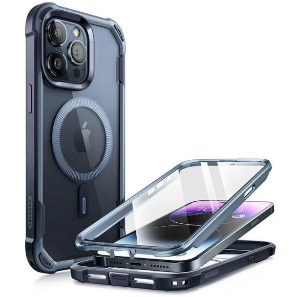 Funda para teléfono i-Blason Ares Magnetic con protector de pantalla para iPhone 15 Pro Max, color azul