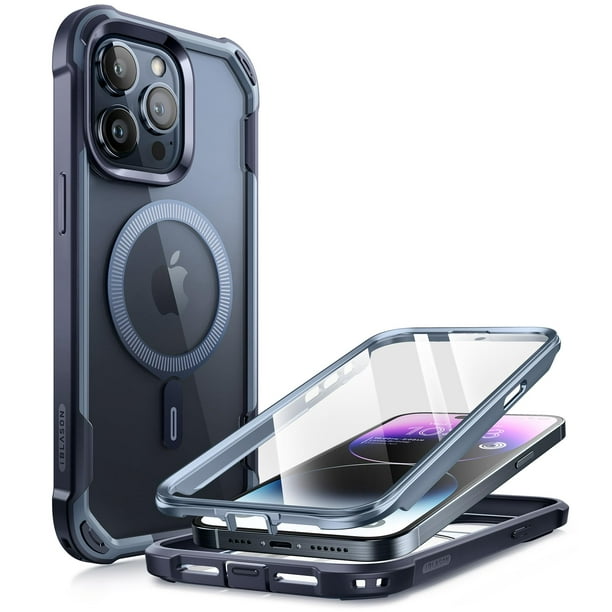 Funda para teléfono i-Blason Ares Magnetic con protector de pantalla para iPhone 15 Pro Max, color azul