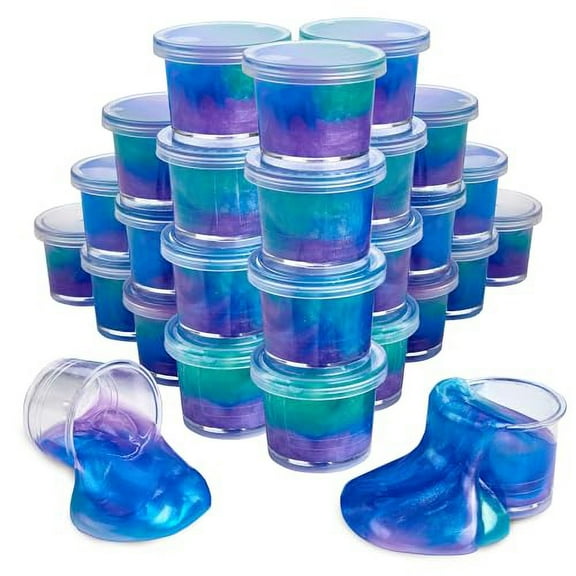 Playbees Mini Galaxy Slime - 24 Pack - Marbled Unicorn Slime Party Favors - Rainbow Colors for Sensory Fun, Stress Relief, Travel Sized, Classroom Prize, Activity Playset DIY, Ages 3 