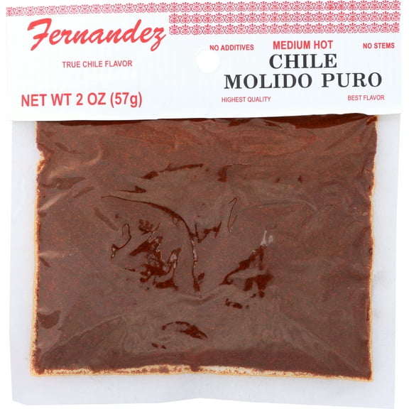 Pack of 12, Fernandez Medium Hot Chile Molido Puro, 2 oz