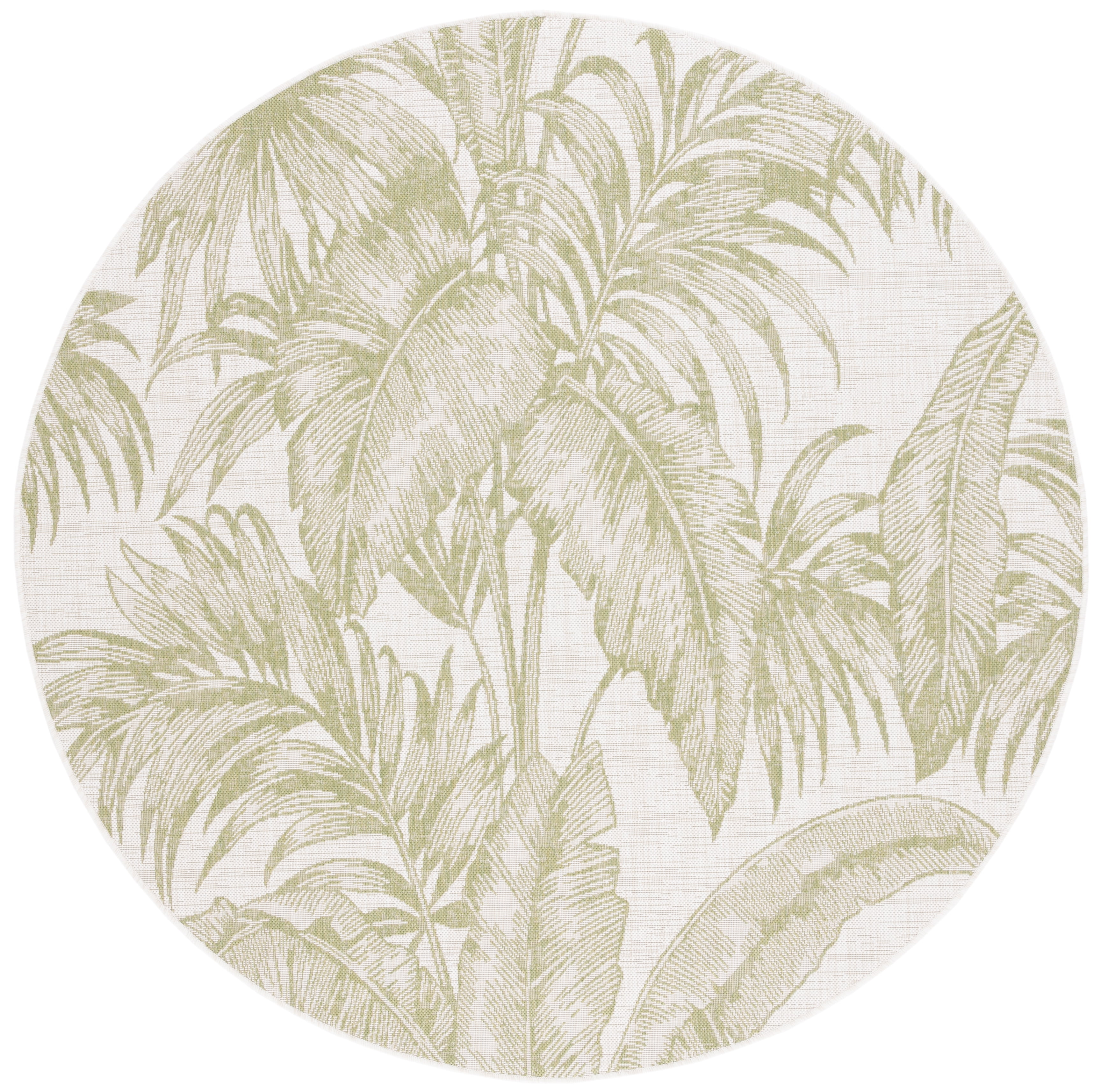 Safavieh Courtyard Twyla Botanical Indoor/Outdoor Area Rug, Ivory/Green, 6'7" x 6'7" Round