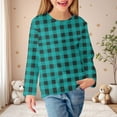thumbnail image 2 of Gelikeya Girls Long Sleeve T Shirts Round Neck Plaid Shirt Basic Casual Loose Tunic Tops Soft Comfortable Kids Clothing Mint Green 8-9 Years, 2 of 6
