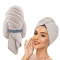 thumbnail image 2 of Toalla de microfibra para secar el cabello con correa elástica. Turbante de secado rápido para cabello mojado, largo, grueso y rizado. Toallas súper suaves para secar el cabello., 2 of 9