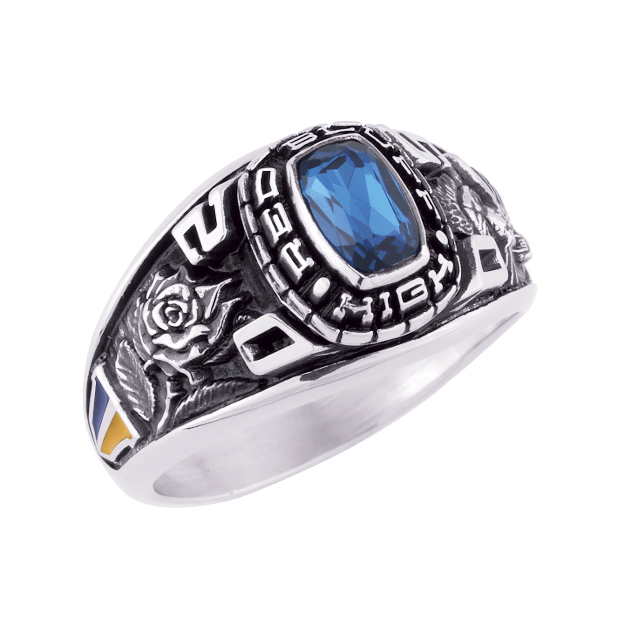 Keepsake Personalized Women's Classic Square Class Ring available in Valadium, Silver Plus, Yellow and White Gold