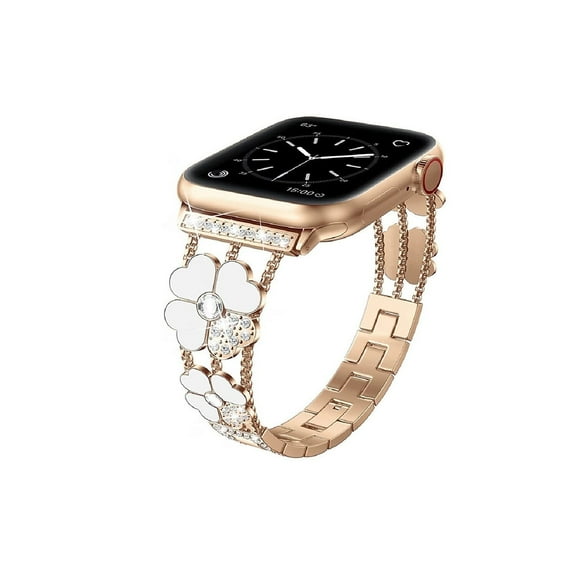 WorryFree Gadgets Adjustable Replacement Watch Band for Women, Bling Wristband for iWatch 38/40/41mm, Rose Gold