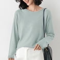 thumbnail image 2 of Vinsonshop Womens Long Sleeve Crewneck Sweaters Casual Ribbed Knit Pullover Tops Basic Jumpers Fall Clothes Winter Warm Layering Tee Mint Green XL, 2 of 9
