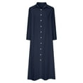 thumbnail image 5 of Herrnalise Women's V-neck Button Dress Loose bell Long Sleeve Solid Color Long Dresses S-2XL, 5 of 6