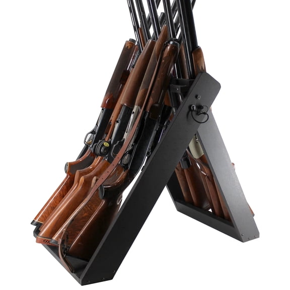 Rush Creek Creations Floor Gun Rack, 10 Gun Capacity, Portable Rifle Stand for Deer Camp