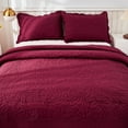 thumbnail image 6 of MarCielo  3 Piece Cotton Oversized Bedspread Quilt Set Tmonica Wine Burgundy - Queen, 6 of 6