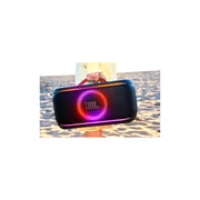 JBL PartyBox On-The-Go 2 - Portable party speaker with one wireless digital mic, handle and a shoulder strap, Dynamic lightshow, Up to 15 hours playtime, Splash proof & Auracast™ (Black)
