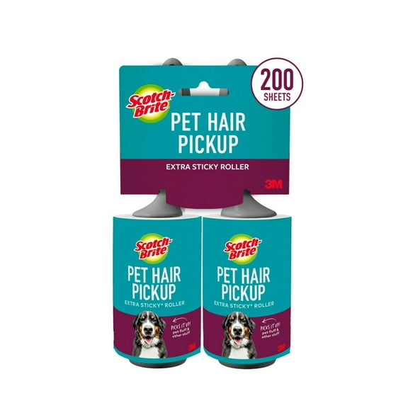 Scotch-Brite Pet Hair Pickup Lint Roller, 100 Sheets per Roller, 2 Rollers- Packaging May Vary
