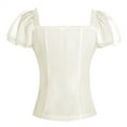 thumbnail image 4 of Kaemgyyd Renaissance Shirts for Women Summer Ruffle Short Sleeve Square Neck Corset Top Blouse Vintage Party Clubwear, 4 of 4