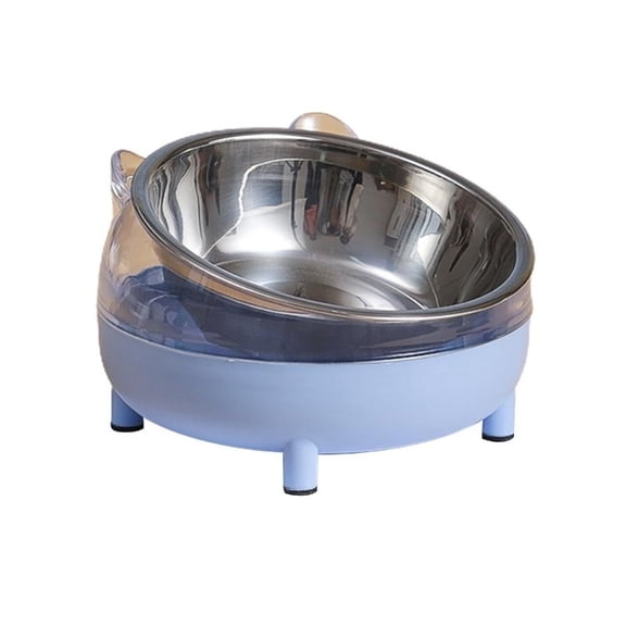 Yiran 2-in-1 Stainless Steel Cat Food & Water Bowl, Blue