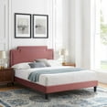 thumbnail image 2 of Platform Bed Frame, King Size, Pink, Velvet, Mid Century French Bedroom, Modern Contemporary Boutique HB35481, 2 of 12