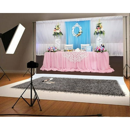 Image of MOHome Wedding Backdrop 7x5ft Photography Backdrop Flowers Curtain Decoration Party Chairs Studio Photos Video Props Children Baby Kids Portraits