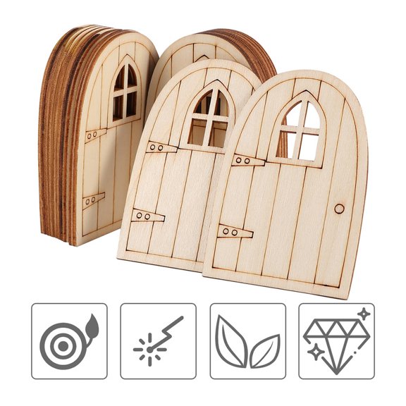 WEUVEB 10Pcs Miniature Garden Decoration Wooden Elf Doors for Home Decoration