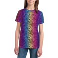 thumbnail image 2 of Fuzoiu Leopard Neon Rainbow Gradient Print Youth Short Sleeve T-Shirt,Youth Dry-Fit Active Athletic T-Shirt,Short Sleeve Tops Tees for School, Sports, and Casual Wear, 2 of 6