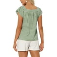 thumbnail image 3 of INSPIRE CHIC Women's Top Summer Square Neck Gingham Cap Sleeve Blouses XL Green White, 3 of 6