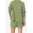 thumbnail image 2 of TheMogan Women's S~3X Cotton Terry Long Sleeve Oversized Top & Drawstring Shorts SET, 2 of 7