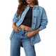 thumbnail image 2 of Chaqueta Vaquera de Mujer Oversize Estilo Boyfriend con Botones, Larga y Abertura Lateral. Chaqueta Vaquera Zimbaplatinum. Azul L, 2 of 9