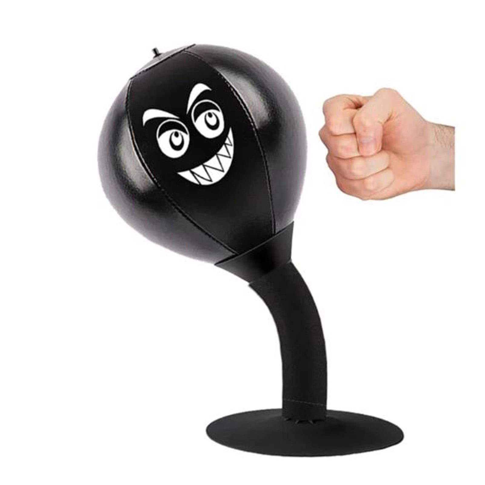 Suction Cup Tabletop Boxing Speed | Punch Ball | Heavy-Duty Spring | Durable Leather | Portable Compact Design | 37cm Height | ABS Stainless Steel Foam | Bonus Pump Included