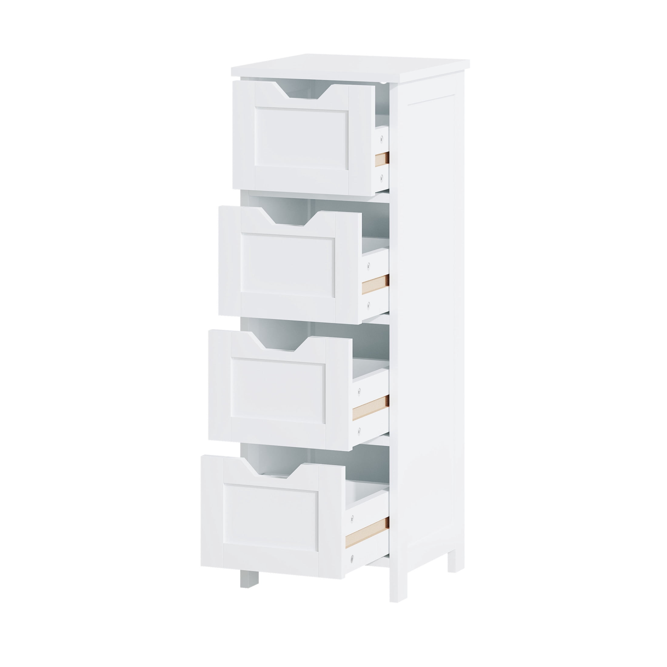 Noble House Nesta Narrow 4-Drawer Bathroom Floor Cabinet, Slim Vertical Storage Organizer, Space-Saving Design, White