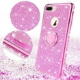 thumbnail image 3 of Apple iPhone 8 / iPhone 7 Case, Ring Kickstand Glitter Shock Proof Bling Case for Girls Women - Hot Pink, 3 of 5