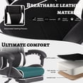 thumbnail image 2 of Gaming Chair, E-Sports Racing Chair, Ergonomic Computer Seat with Footrest and Massage, PU Bonded Leather, Moulded Sponge, 135-Degree Recline, 360-Degree Swivel for Office Gaming, White and Black, 2 of 11