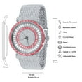 thumbnail image 5 of Ruby Red Mens 18K White Gold Finish Baguette Simulated Diamond Jo Rodeo 10 Row Custom Band Bezel Watch, 5 of 7
