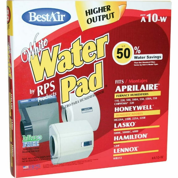 BestAir White WaterPad A10W Humidifier Wick Filter A10W-PDQ-4 Pack of 4 A10W-PDQ-4 437067 Bundle 4