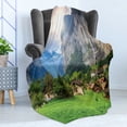 thumbnail image 4 of European Soft Flannel Fleece Throw Blanket, Green Fields Touristic Town Lauterbrunnen Bernese Oberland Switzerland Europe, Cozy Plush for Indoor and Outdoor Use, 60" x 80", Green Grey, by Ambesonne, 4 of 5