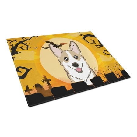 

Caroline s Treasures Halloween Sable Corgi Glass Cutting Board Large