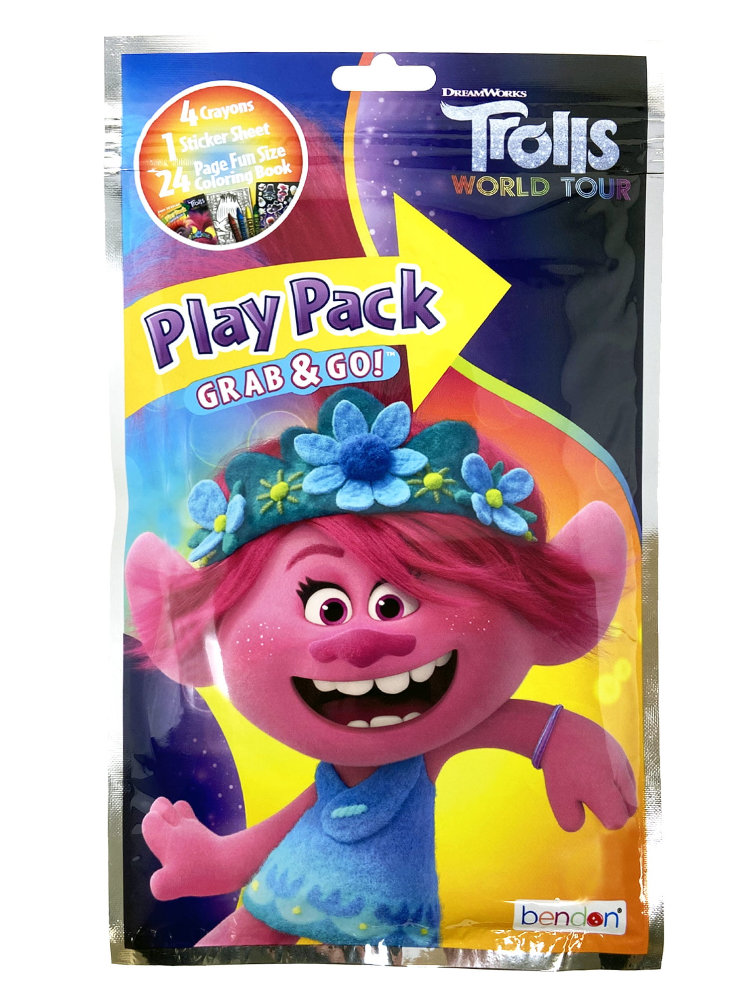 New Dreamworks Trolls 3 Pack Colour Your Own Bag Set