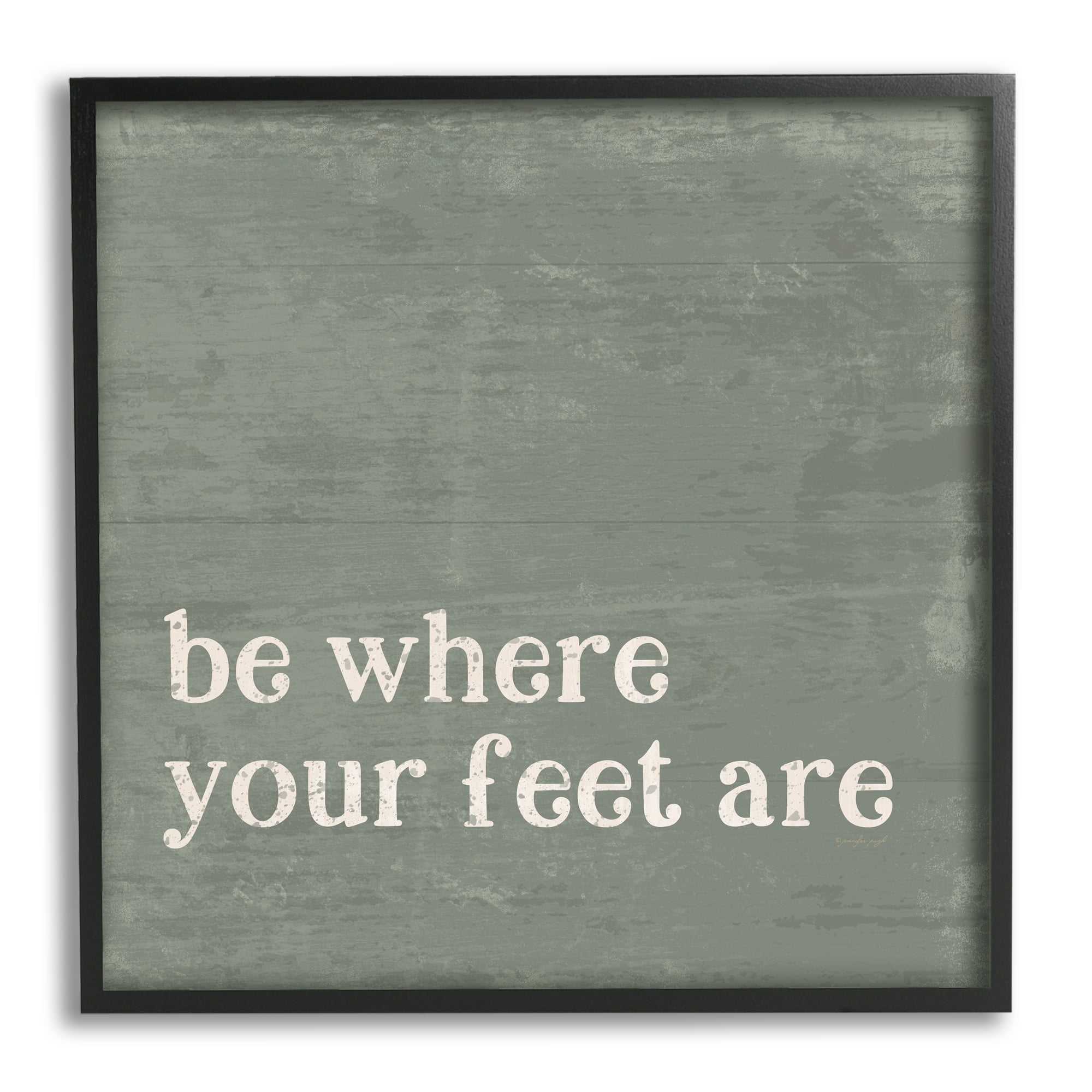 Stupell Industries Stay Grounded Inspiring Rustic Typography Phrase Graphic Art Black Framed Art Print Wall Art, Design by Jennifer Pugh