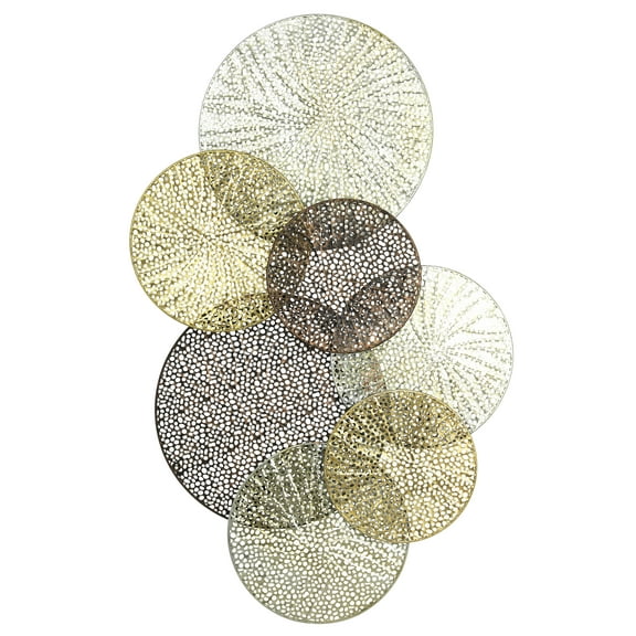 Sahara Metal Art - Gold, Silver And Iron Finish On Metal Disk Wall Sculpture
