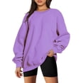 thumbnail image 1 of ORUYROP Chandails en Molleton Surdimensionnés pour Femmes Manches Longues Col Rond Chandail Décontracté Ample Couleur Unie Polaire Tops Pulls, 1 of 5
