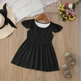thumbnail image 2 of Toimothcn Children Girls Dresses Ruffled Sleeve Solid Color Pleated Dress Soft Breathable Summer Dresses Comfy Girls Sundress, 2 of 5