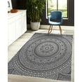 thumbnail image 4 of Mandala Decorative Rug, Abstract Floral Design with Themes Native South East Folkloric Illustration, Quality Carpet for Bedroom Dorm and Living Room, 6 Sizes, Dark Indigo, by Ambesonne, 4 of 4