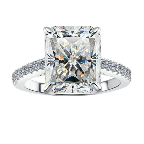 5 Carat Moissanite Wedding Rings Radiant Cut Engagement Ring for Women D Color VVS1 Clarity 925 Sterling Silver Diamond Ring for Her Wife Mom Size 5-9