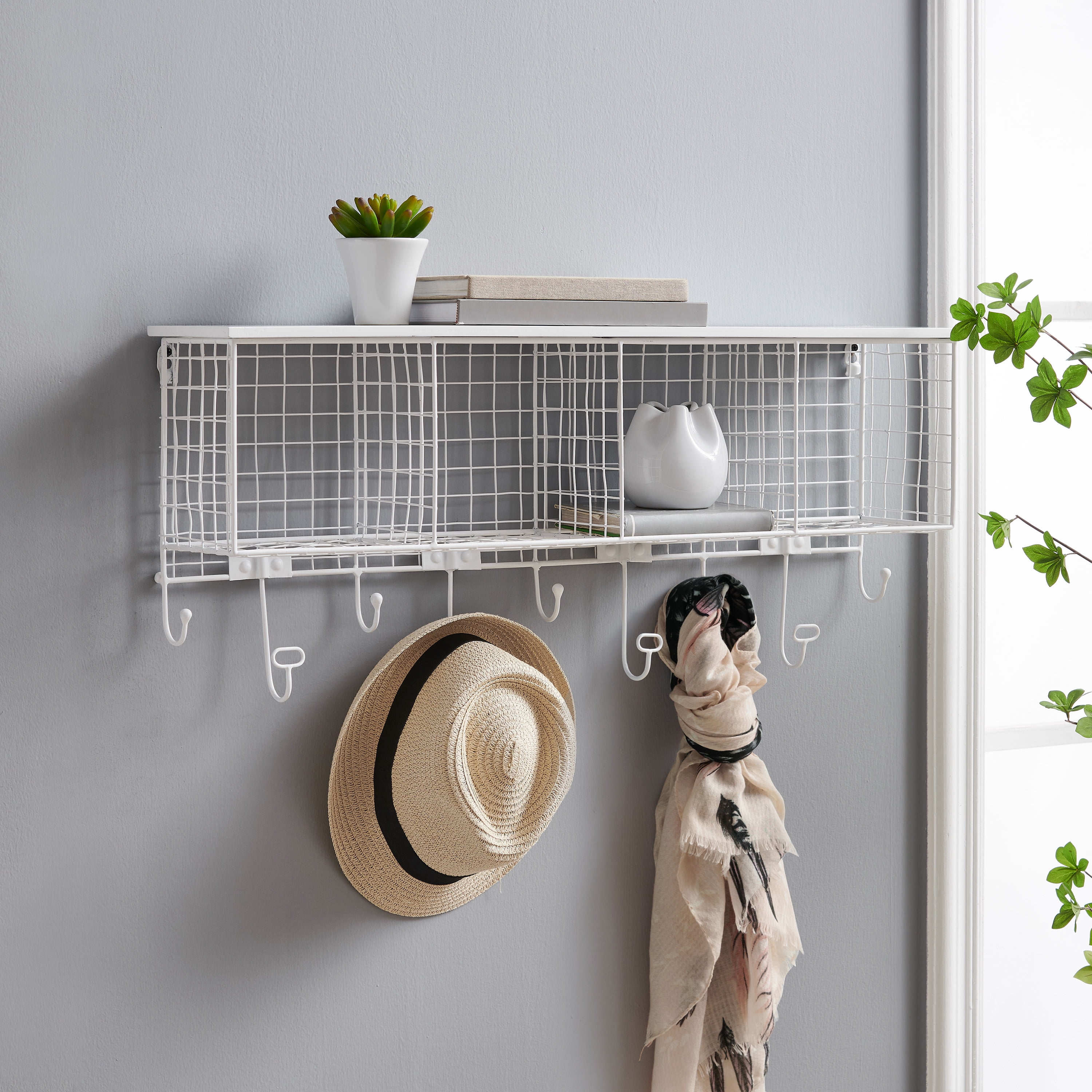 Linon Concord 4-Basket Wall Mounted Storage Organizer, White